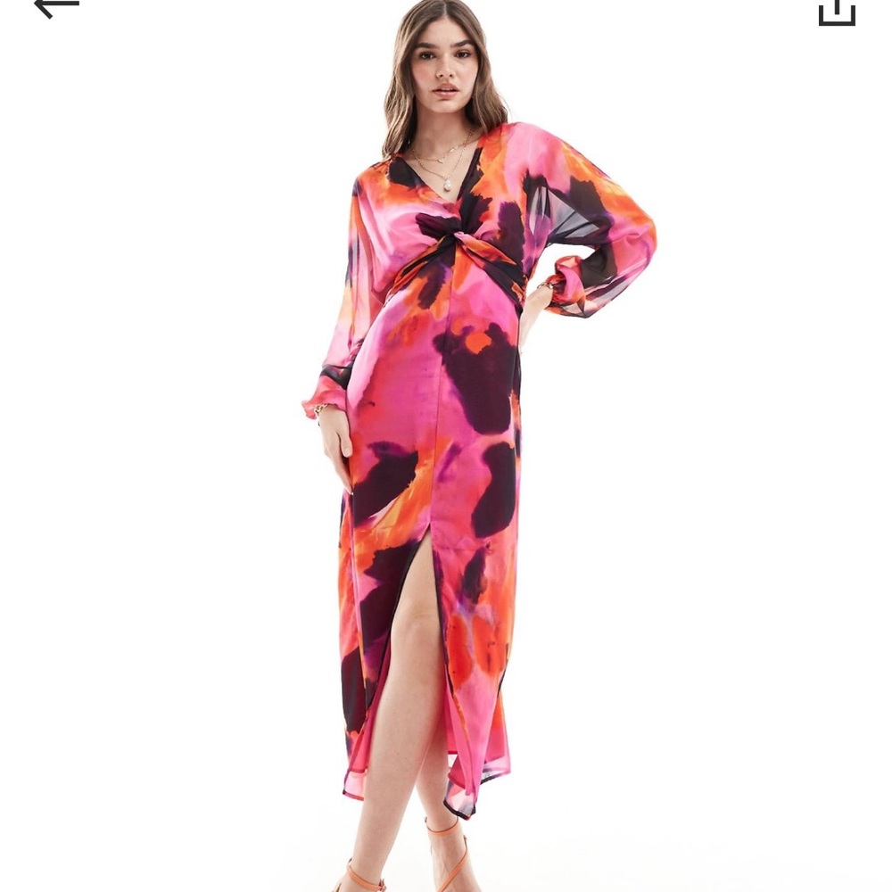 Vibrant Pink and Orange Maxi Dress